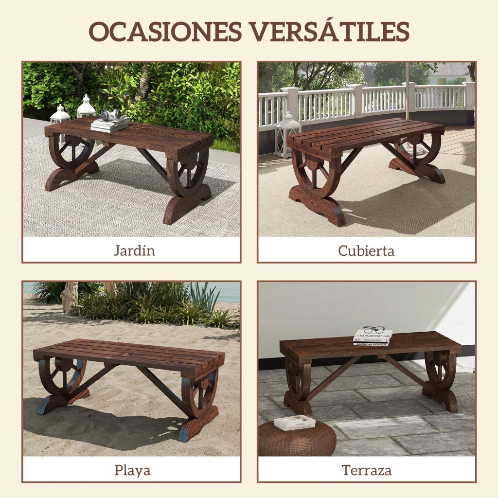 Tavolo con ruote ¨C zephmum ¨C legno effetto carbonizzato 98x50x39,5 cm