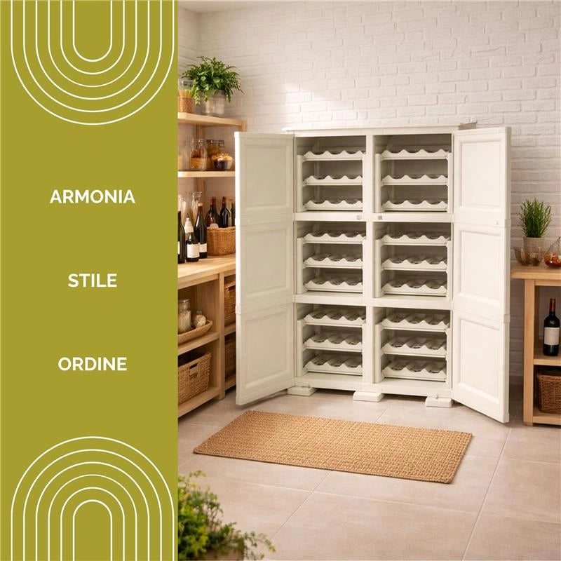 ARMADIO PORTABOTTIGLIE 72 BOTTIGLIE ANGORA 79X43X125 CM CON ANTA LISCIA – CANTINETTA MODERNA CHIUSA PER SOGGIORNO E ZONA PRANZO