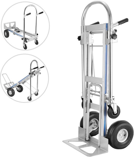 Carrello Trasportatore 3 in 1 in Alluminio, Pieghevole, Capacità 660lbs, Struttura in Acciaio, Ideale per Trasporti Facili
