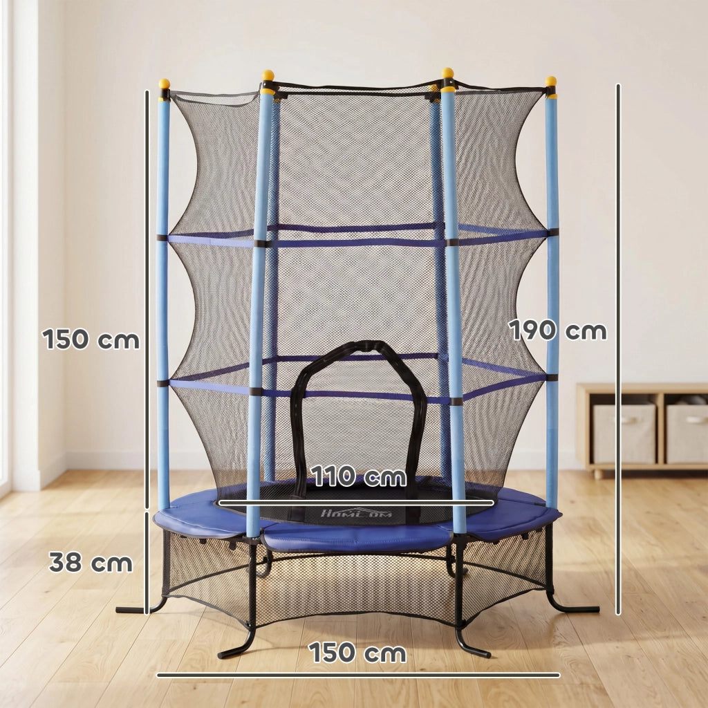 Trampolino per Bambini 163 cm con Rete di Sicurezza ¨C ZephMum ¨C Blu