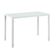 Tavolo da pranzo per cucina/soggiorno vetro gambe in acciaio 105 cm bianco 03_0006261