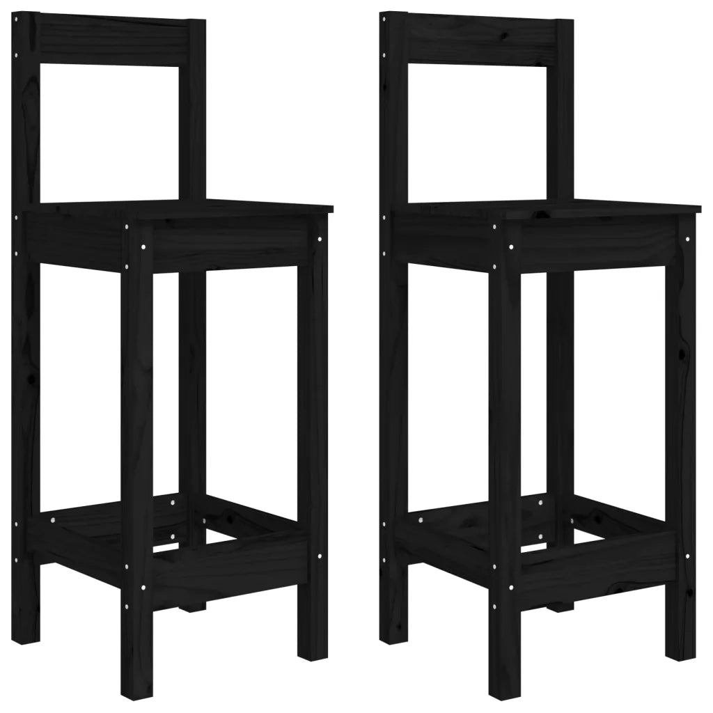 Set Bar da Giardino 3 pz Nero in Legno Massello di Pino 3154739