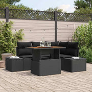 Set Divano da Giardino con cuscino 5 pcs Nero e Marrone 3349960