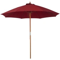 Ombrellone da Giardino 2.5x2.5 m con Tettuccio Antivento in Poliestere Rosso e Palo in Legno