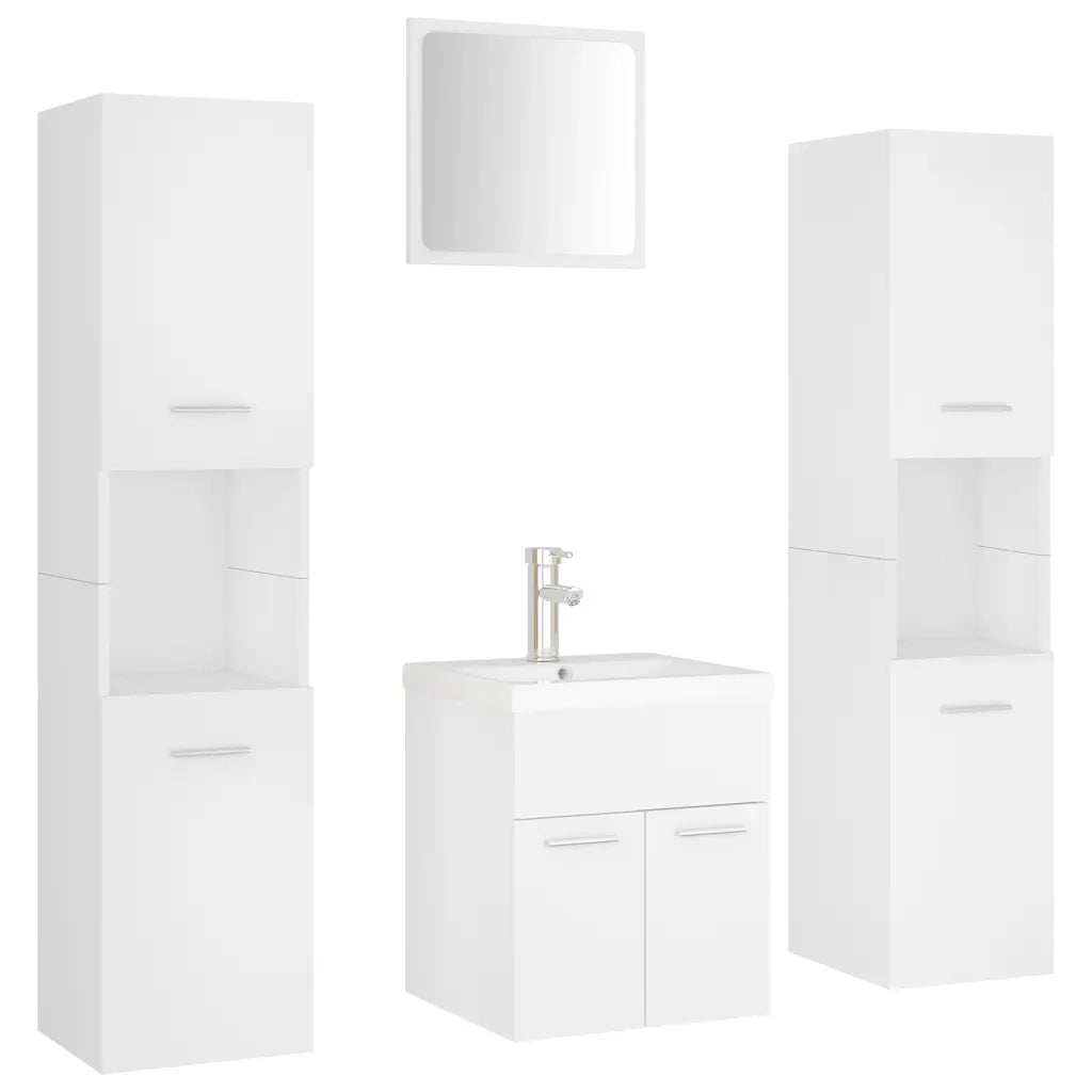 Set Mobili da Bagno | Armadio da bagno Bianco in Legno Multistrato