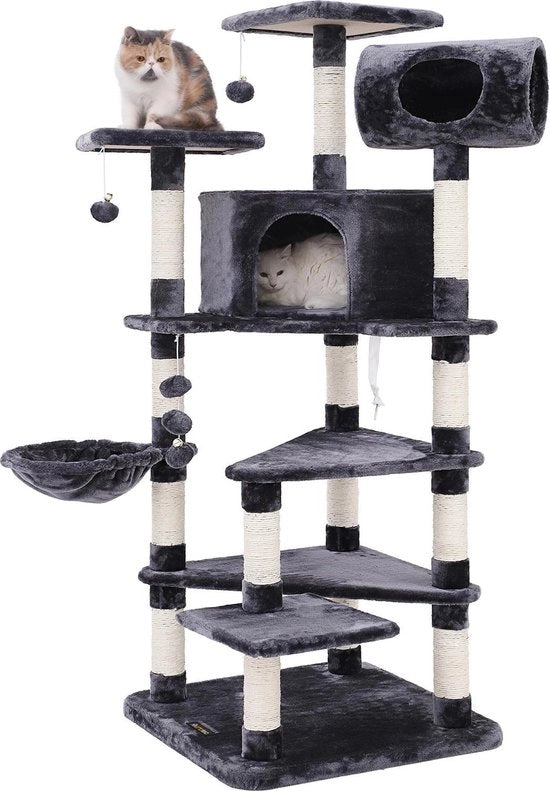 Albero per Gatti in Legno con Sedia a Soggiorno e Letto a Sospensione per Gatti di Dimensioni XXL