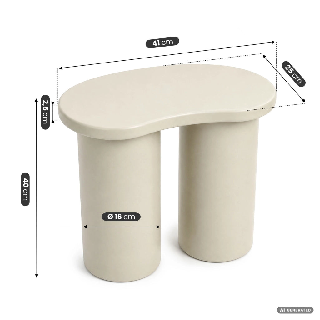 Tavolino da salotto moderno CUBE 41 cm crema con doppia base cilindrica