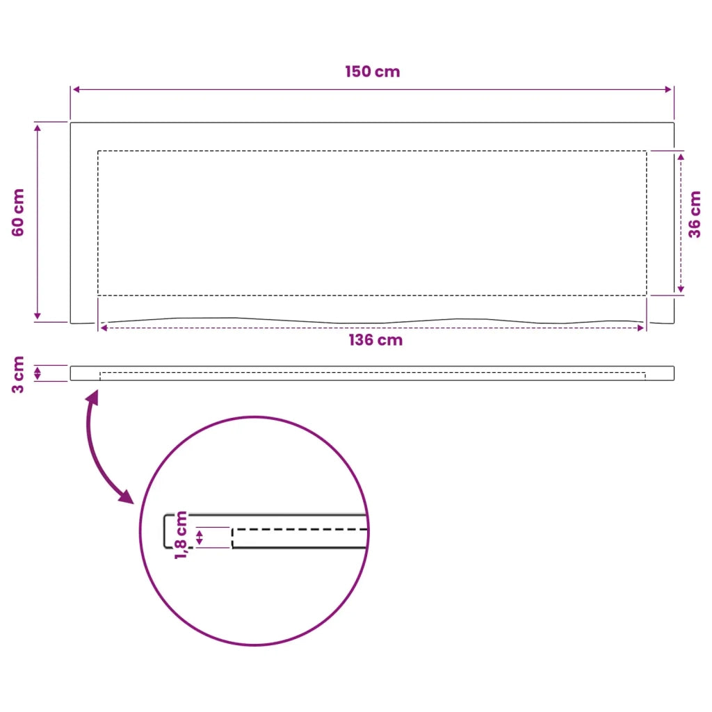 Piano del Tavolo Rettangolare 90 x 50 x 3,5 cm Rettangolare 938520