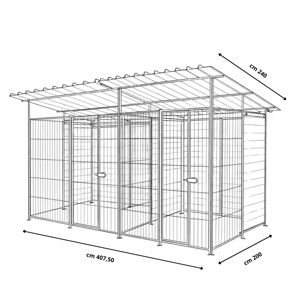2 box per cani copertura e retro in legno zincatura a caldo ciascuno da 200x200xh180 cm
