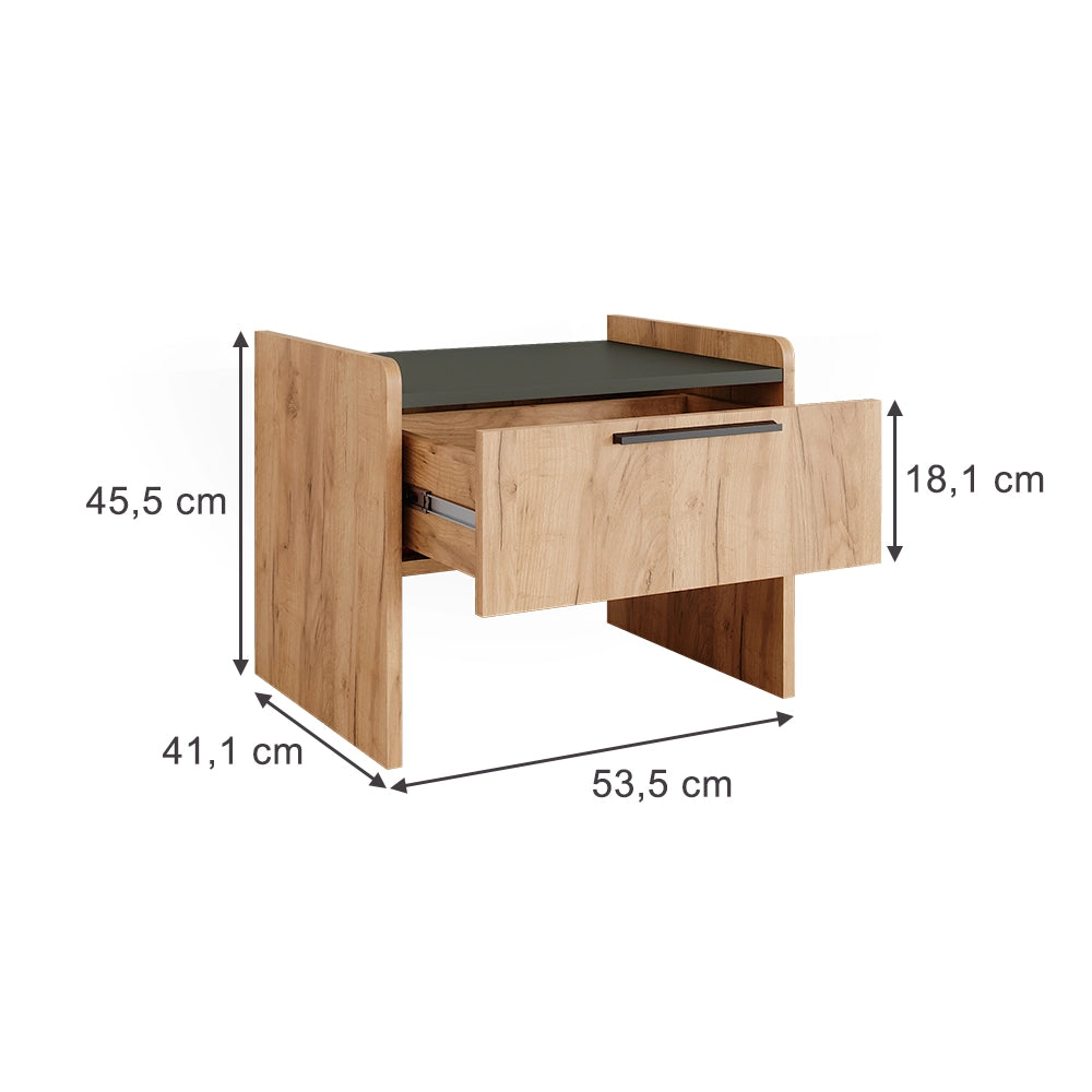 Vicco Panca da pranzo per la sala da pranzo Quercia dorata/antracite 53.5 x 41.1 cm con 1 cassetto