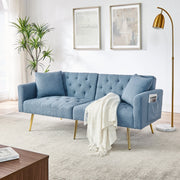 Divano 2 posti con schienale regolabile a 3 livelli in teddy blu