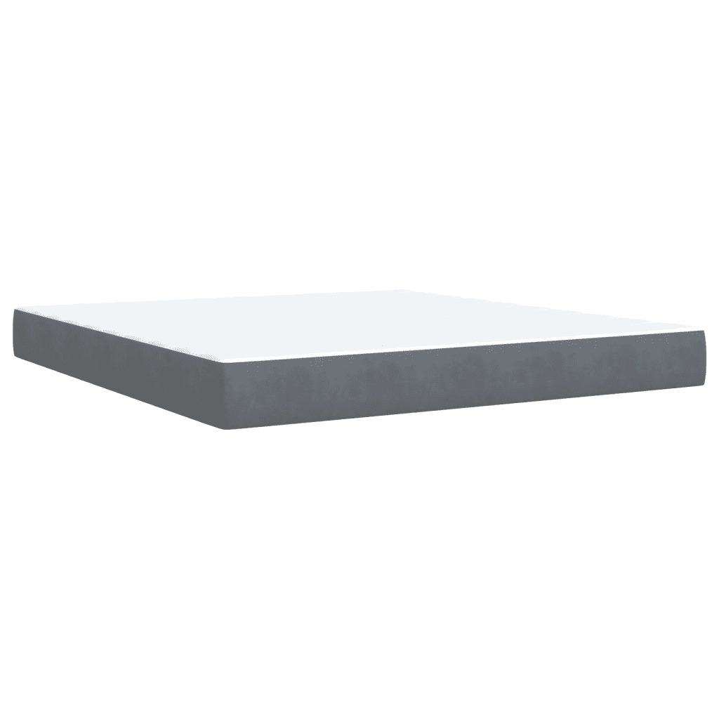 Giroletto a Molle con Materasso Grigio Scuro 180x200 cm Velluto