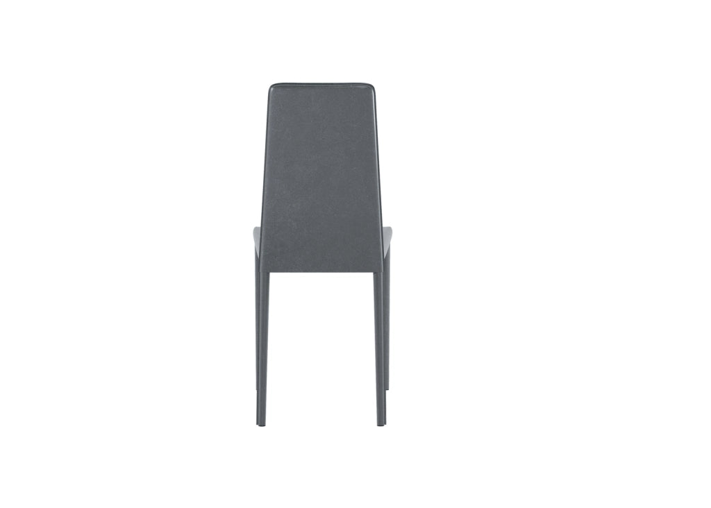 Sedia Kitty in similcuoio grigio scuro con gambe rivestite e struttura in metallo - Design moderno impilabile per zona giorno e cucina