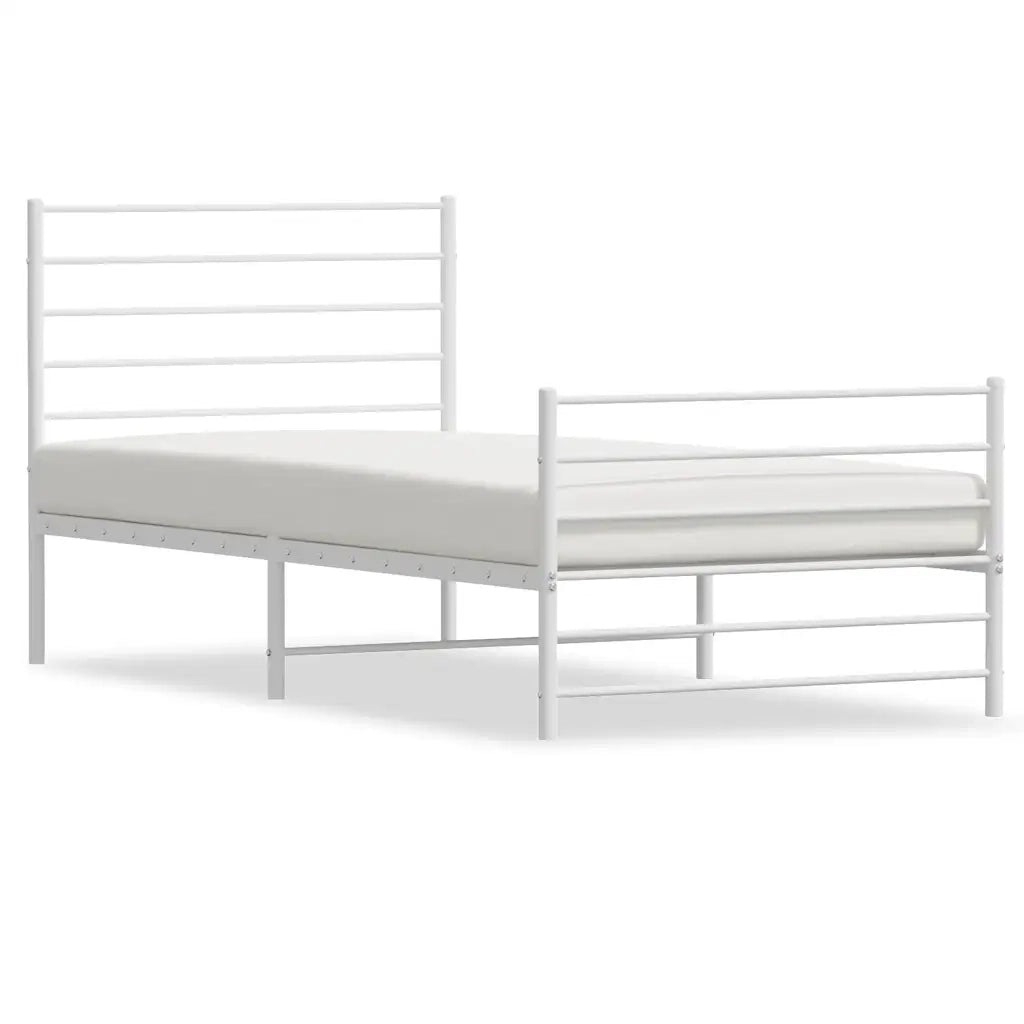 Giroletto con Testiera e Pediera Metallo Bianco 100x200 cmcod mxl 80826