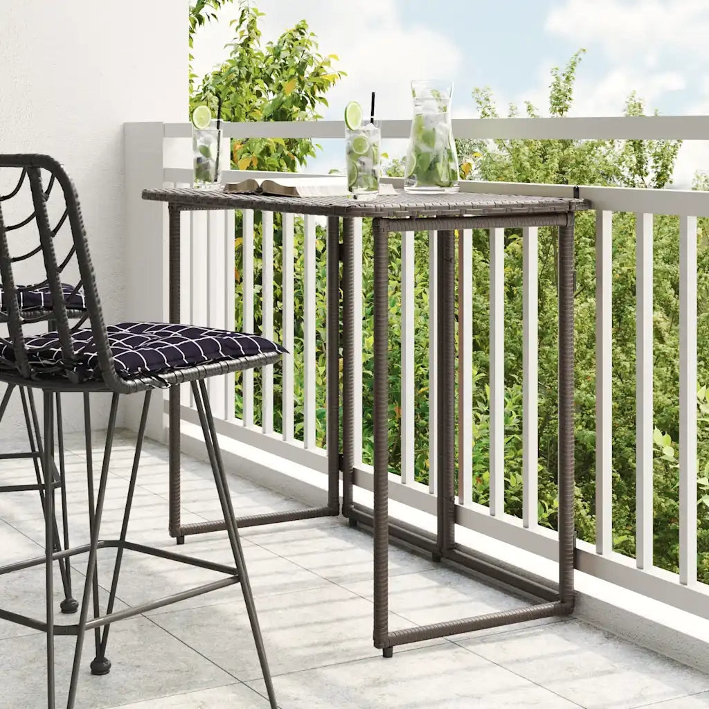 Tavolo Pieghevole da Giardino Marrone 90x51x75 cm Polyrattan