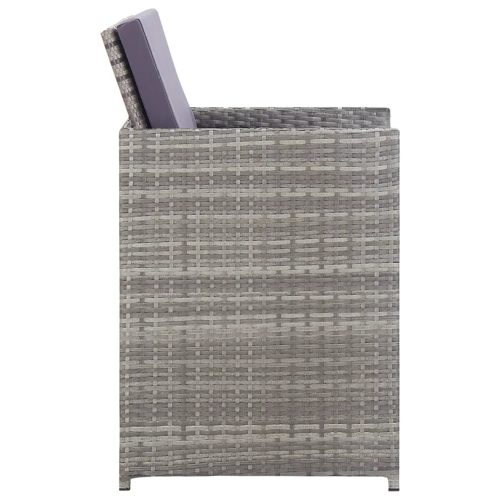 Set da Pranzo da Giardino 11 pz con Cuscini Polyrattan Grigio 46380
