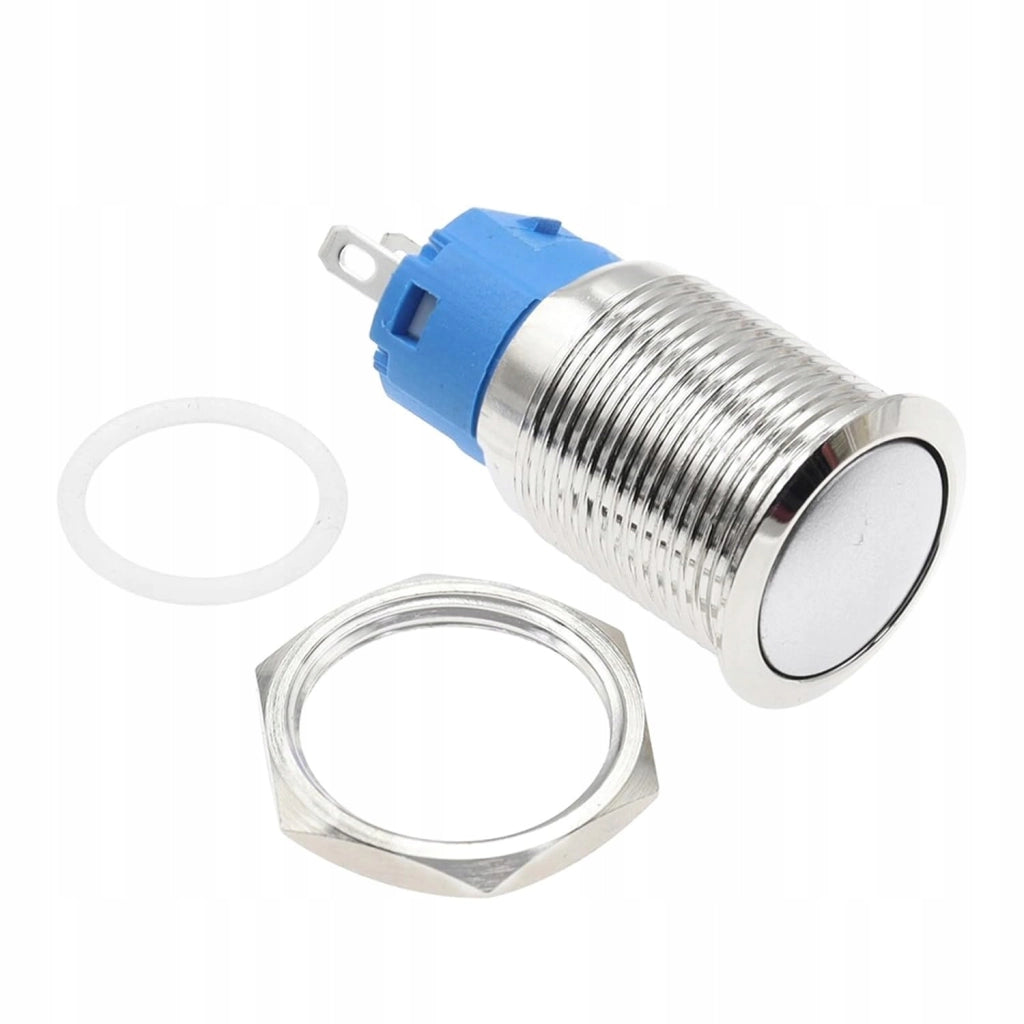 Interruttore Monostabile LED Bianco 12V-24V Fi16 – Acciaio Inox Spazzolato, Resistente agli Atti Vandalici