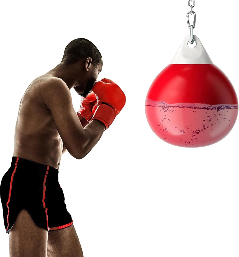 Sacco da Boxe per Bambini ed Adulti 50 kg, Sacco da Boxe ad Acqua con Catena Metallica Regolabile, Ganci, Fibbie di Assicurazione e Tubo dell’Acqua