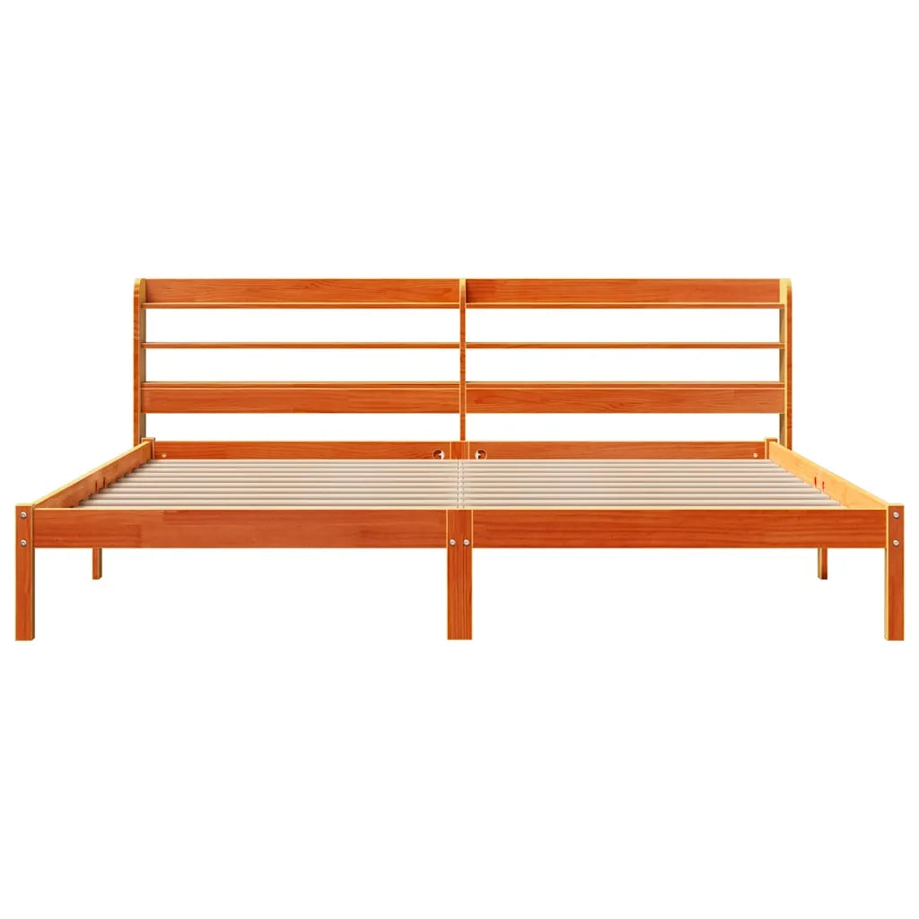 Giroletto con Testiera Marrone Cera 200x200 cm Massello Pino 3306563