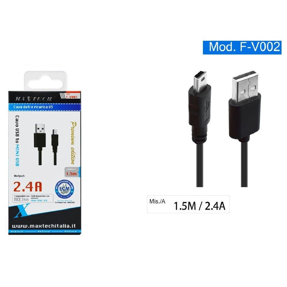 Trade Shop - Cavo Usb A Mini Usb/v3 1.5mt 2.5a Cavetto Per Trasferimento Dati Ricarica F-v002 -