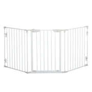 Cancelletto per Cani con Chiusura Automatica e Sistema di Blocco, in Metallo e Plastica, 180x74.5 cm, Bianco