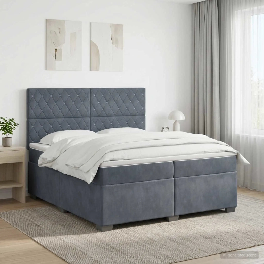 Letto box spring con materasso Grigio Scuro 200 x 200 cm 3455169