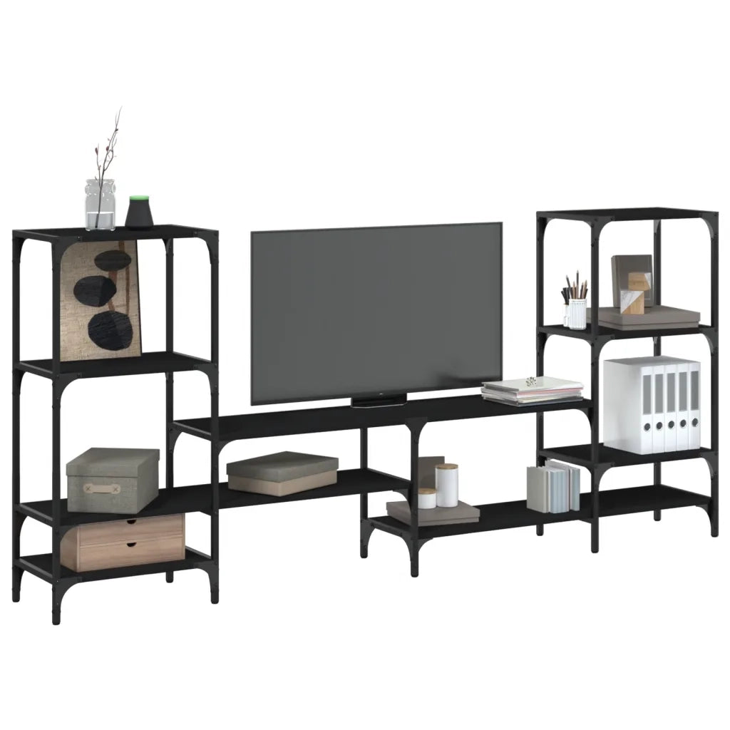 Mobile Porta TV Nero 206,5x28,5x95 cm in Legno Multistrato 842481