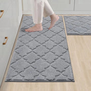 Mat di cucina 2 pezzi, asciugabile, antiscivolo, per cucina, soggiorno, ingresso (50 x 75 cm + 50 x 120 cm, grigio)