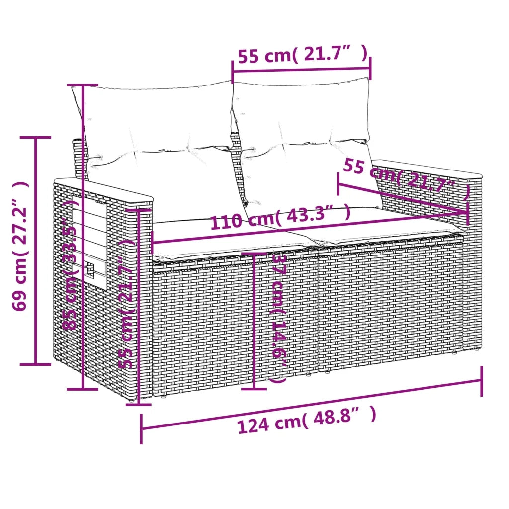 Set Divano da Giardino 6 pz con Cuscini Beige in Polyrattan