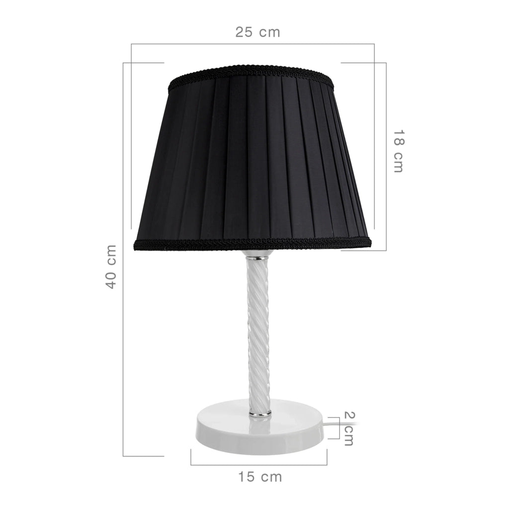 Lampada da scrivania in metallo vetro e tessuto 40 cm E27 bianco/nero 03_0007377