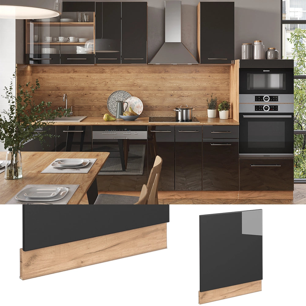 Pannello frontale Fame-Line Antracite lucido/Rovere dorato 60 cm, PL Marmo Vicco