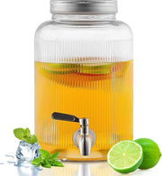 Macchina per bevande in vetro - Maniglia in acciaio inossidabile antisbmersione - 4L Macchina per ghiaccio per bevande - Teiera per frutta - Tè freddo limonata succo di frutta
