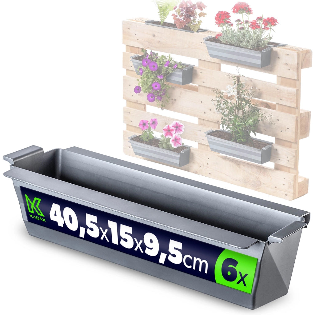 Vaso da fiori KADAX, vasi da fiori per Europallets, scatola da 40 cm, 6 pezzi