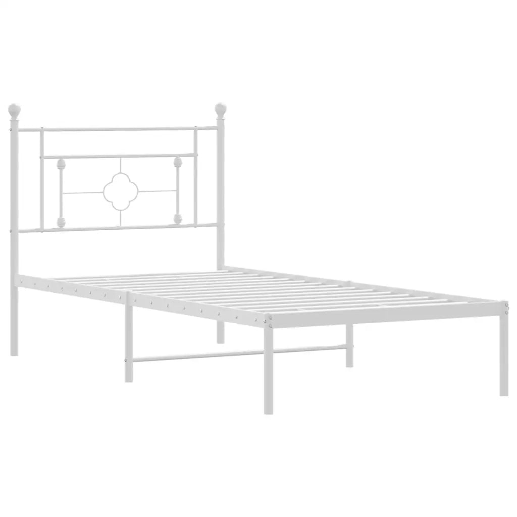 Giroletto con Testiera Metallo Bianco 100x200 cm 374383