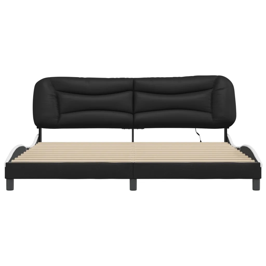 Giroletto con LED senza Materasso Hvar Nero e Bianco 200x200 cm 3213960