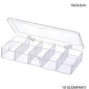 Trade Shop - Scatola Portaoggetti 10 Scomparti Pratica Scatola Contenitore Misura 18x3x3 Cm -