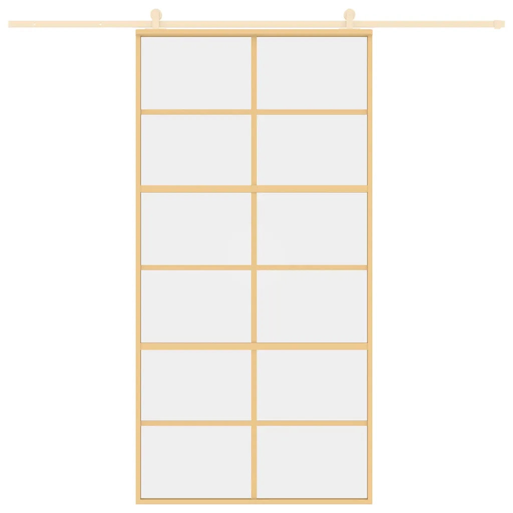 Porta Scorrevole Oro 102,5x205 Vetro Trasparente ESG Alluminiocod mxl 107691