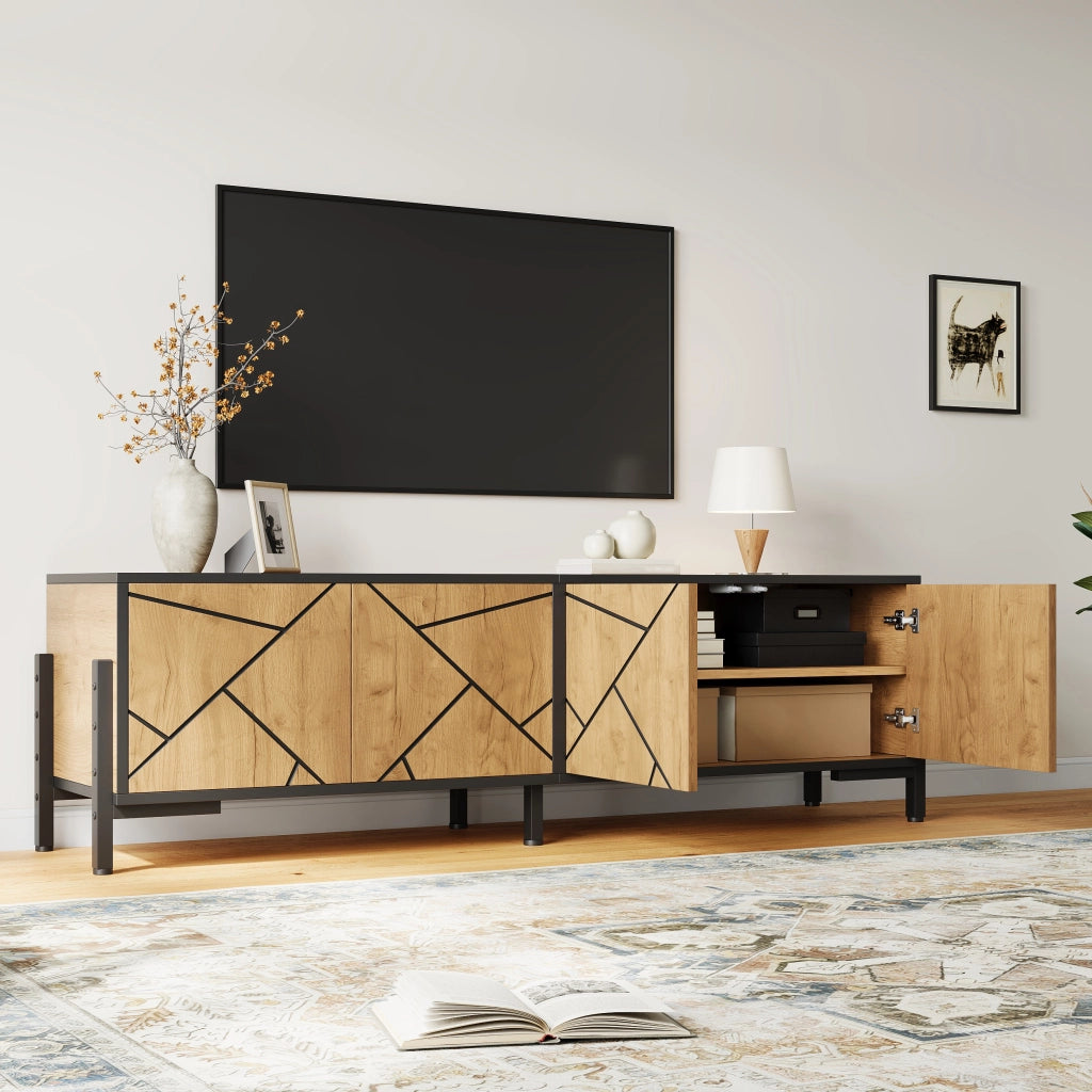 Mobile TV con 4 ante e 4 vani; per soggiorno; in MDF; 153 x 40 x 50 cm; natural wood