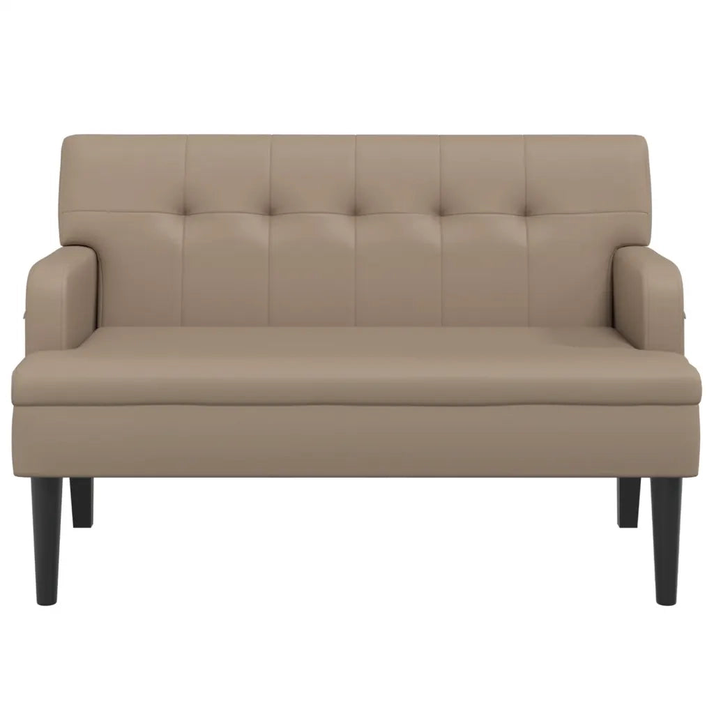 vidaXL Panca con Schienale Cappuccino 112x65,5x75 cm in Similpelle
