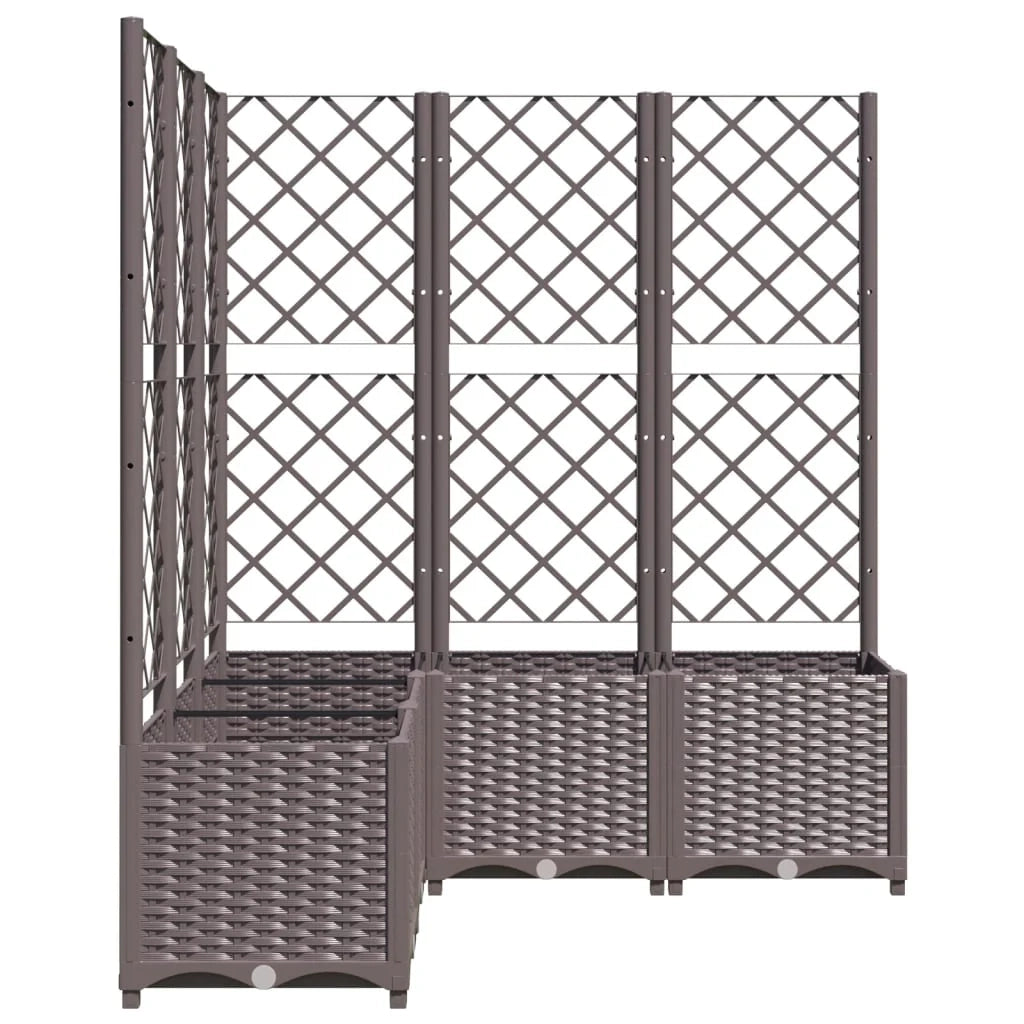 Fioriera rialzata per piante fiori terrazza giardino con traliccio 120 x 120 x 136 cm PP marrone 02_0038228