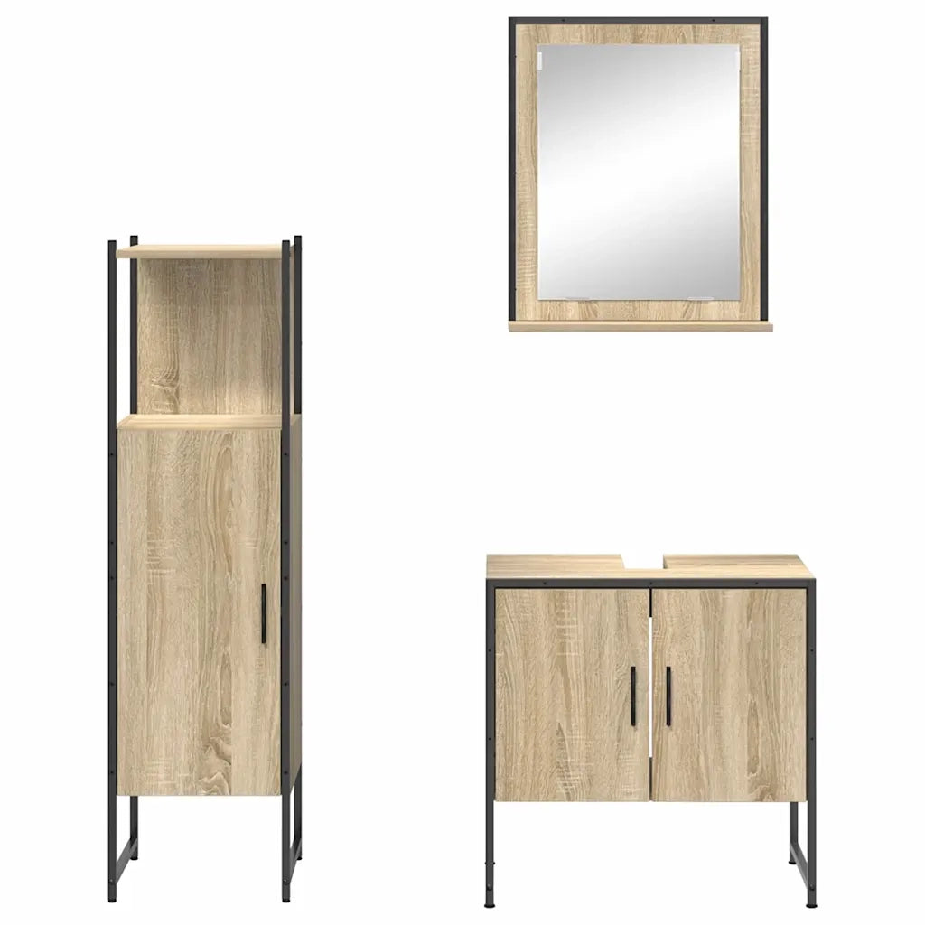 Set di mobili per il bagno 3 pcs Marrone Legno multistrato 3345145