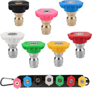 Set di Nozzle per Spazzolatrice a Alta Pressione - 7 pezzi - Rilascio Rapido - Spazzolatrice a Alta Pressione - 4000 PSI - 25 GPM - Con Diverse Angolazioni di Connettore