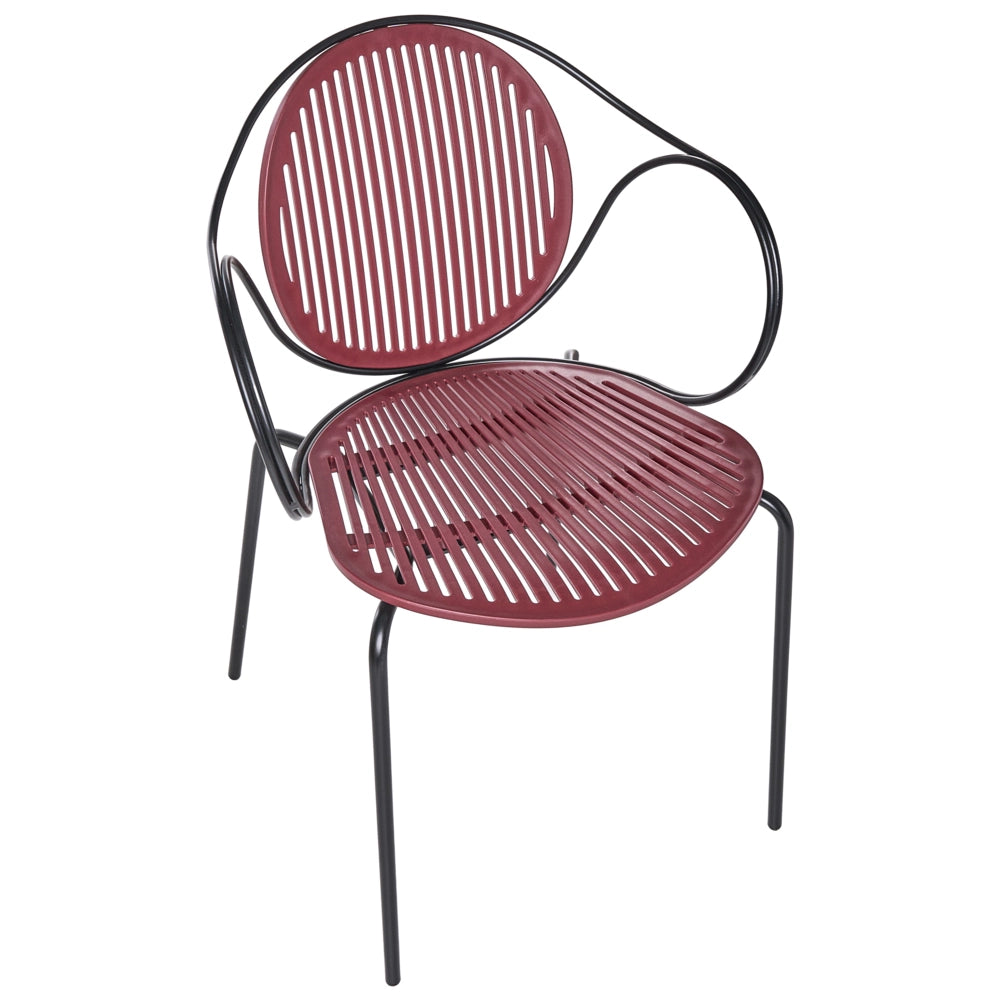 Set di 2 sedie da pranzo imbottite Base in metallo rosso e nero base in metallo design moderno