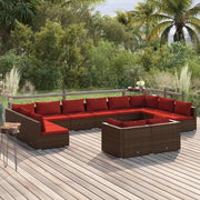 Set Divani da Giardino 12 pz con Cuscini in Polyrattan Marrone cod mxl 35075