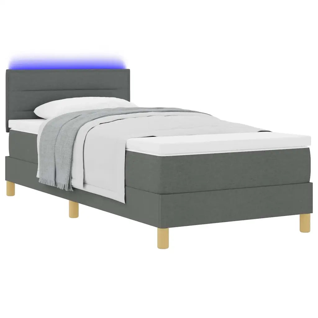 Letto a Sorgente LED Grigio scuro 100 x 200 cm Tessuto 3342339