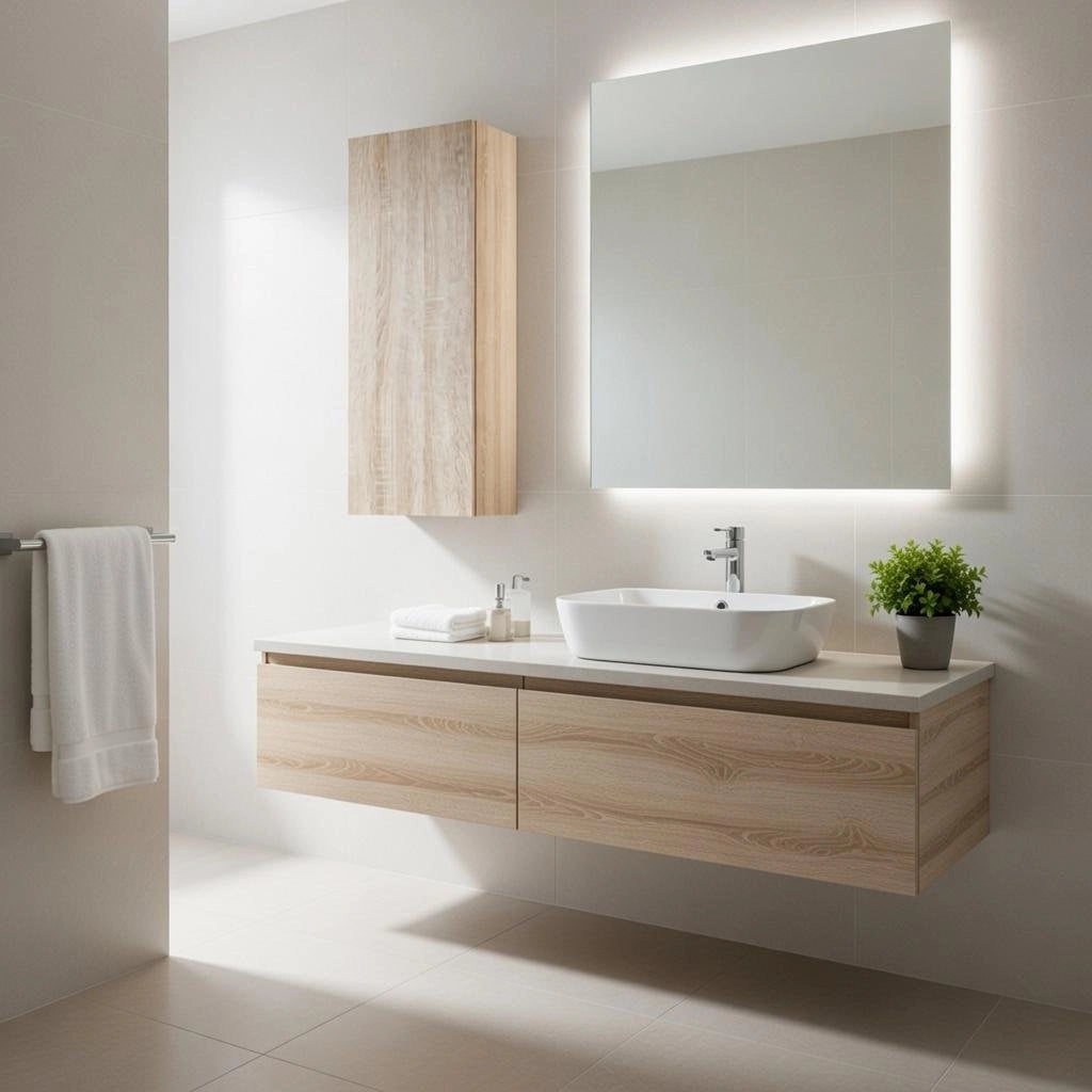 Colonna bagno sospesa mod. CONGRAZIA cm 80 - Rovere Beige