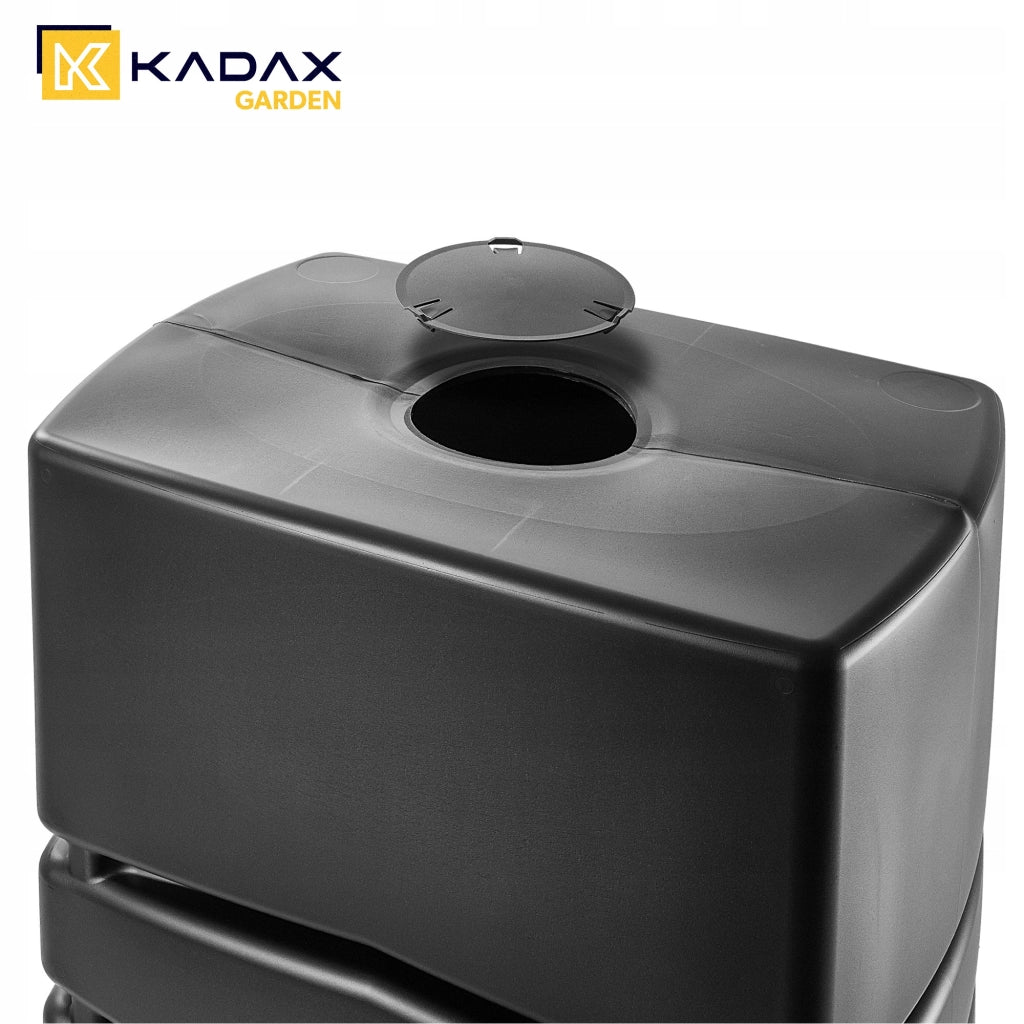 Serbatoio per acqua piovana KADAX da 450 litri, barile per acqua piovana con rubinetto, per la raccolta dell'acqua piovana dalla grondaia.