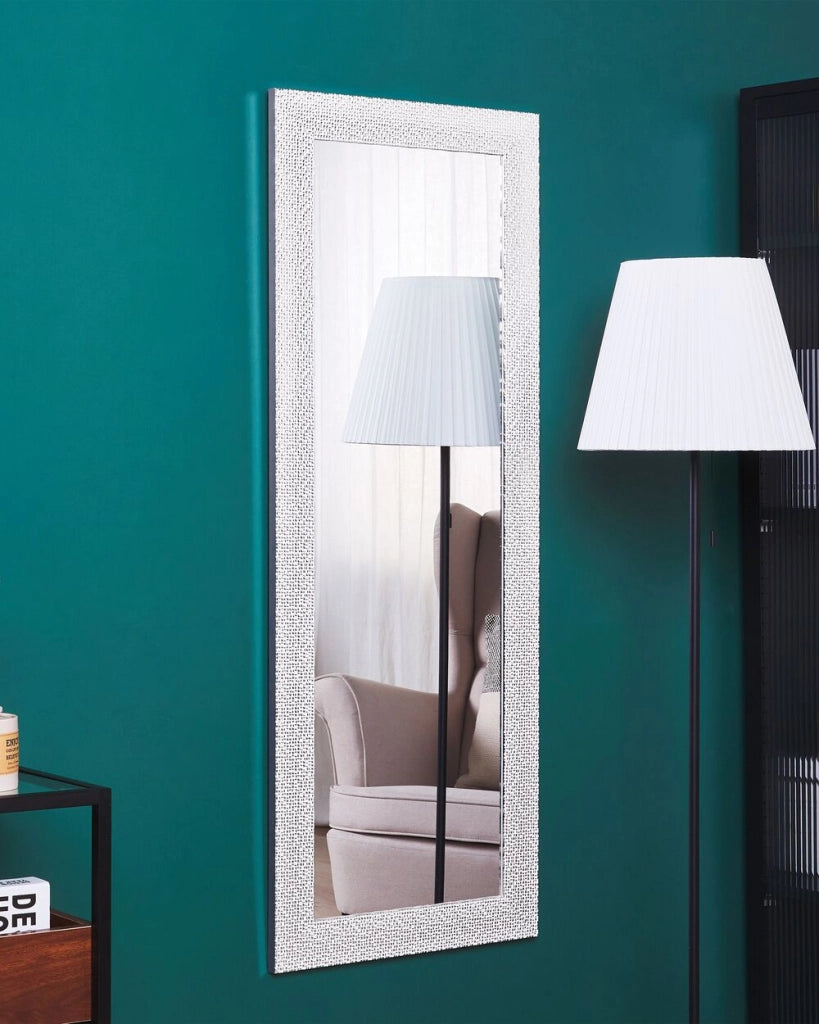 Specchio sospeso da parete argento 50 x 130 cm verticale soggiorno camera da letto comò finitura gesso