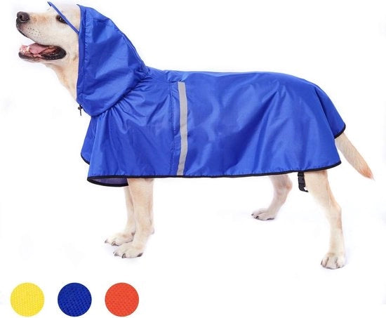 Giubbotto impermeabile per cani con cappuccio, strisce riflettenti e cinture regolabili per cani grandi