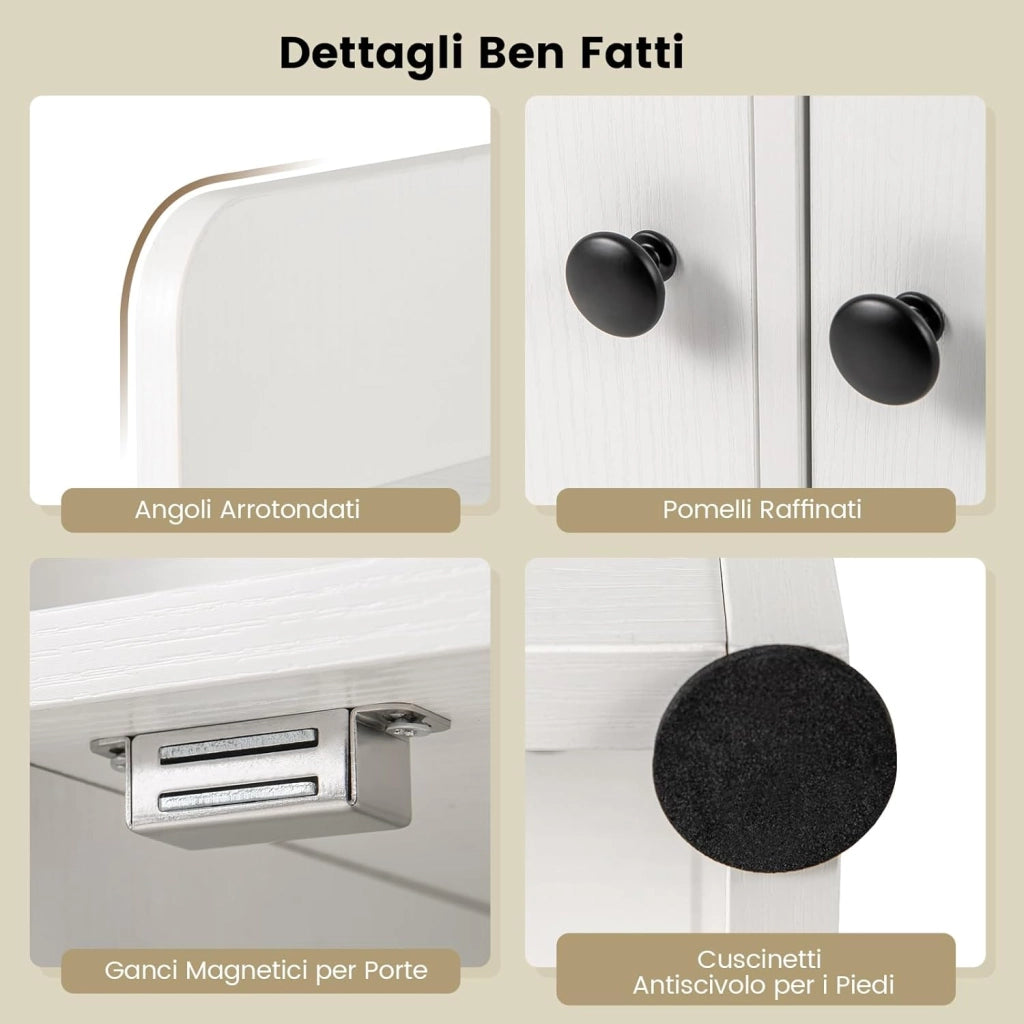 Libreria con Ante, Armadio di Stoccaggio con 5 Scomparti e 2 Armadi, Mobile Espositore Autonoma per Soggiorno Camera da Letto Studio, 60 x 29,5 x 120 cm